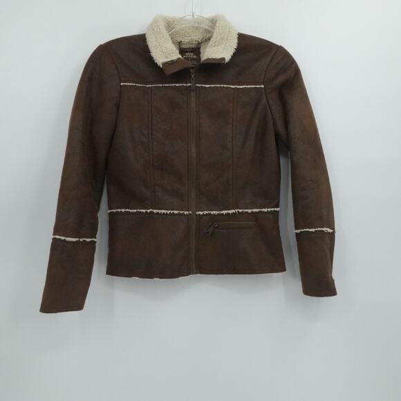 Prana Jackets & Blazers - Prana Jacket Womens Small‎ Brown Faux Suede Sherpa Lined Esme Moto Boho Gorp